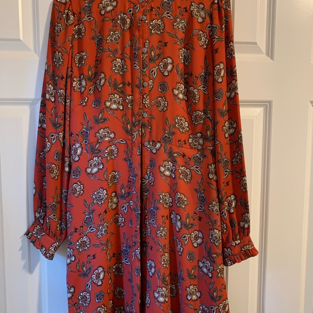 Ann Taylor LOFT Ruffle Trim Shirt Dress- NEW 🍂 - Picture 4 of 12